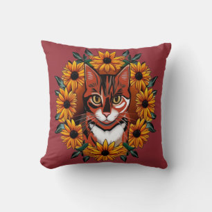 Cojín Decorativo Gato Calico Con Susan De Ojos Negros Estado De Mar