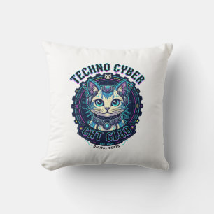 Cojín Decorativo Gato Ciber Techno Diseño Divertido Amante de los G