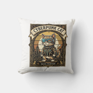 Cojín Decorativo Gato ciberpunk Gato Ciberpunk Vintage