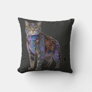 Cojín Decorativo Gato Circuito Cyberpunk – Bestia Tech Neon