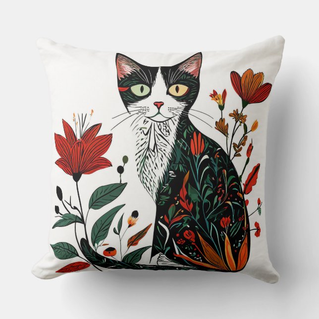 Cojín Decorativo Gato colorido lindo (Anverso)