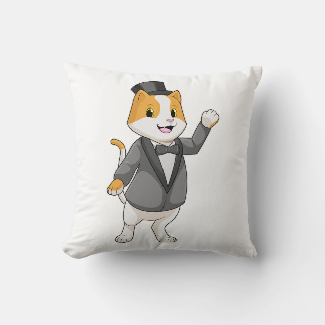Cojín Decorativo Gato como novio con cinta (Anverso)