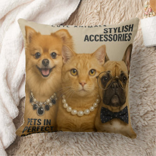 Cojín Decorativo Gato con amigos en la revista