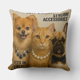 Cojín Decorativo Gato con amigos en la revista