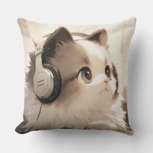 Cojín Decorativo Gato con audífonos