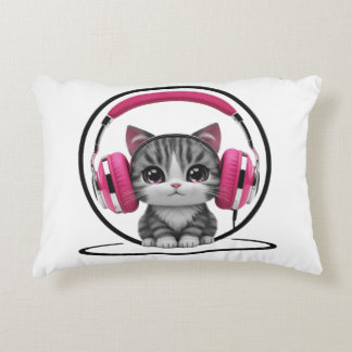 Cojín Decorativo Gato con auriculares