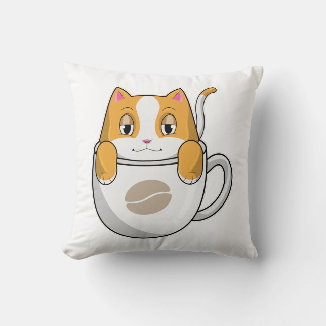 Cojín Decorativo Gato con café (Anverso)