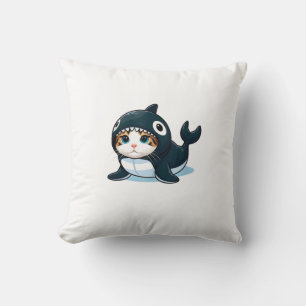 Cojín Decorativo Gato con camiseta de tanque de disfraz de orca