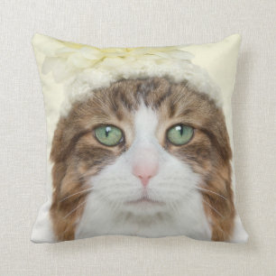 Cojín Decorativo Gato con el gorra de la flor