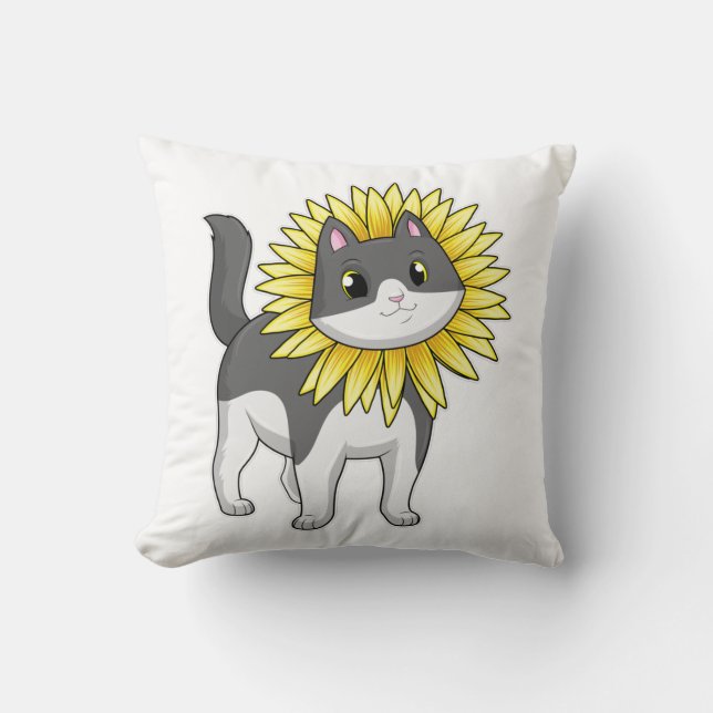 Cojín Decorativo Gato con girasol (Anverso)