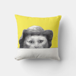 Cojín Decorativo Gato con Gorra (amarillo retro)