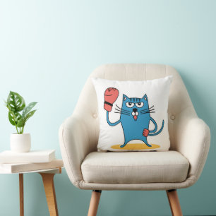 Cojín Decorativo Gato con guantes de boxeo