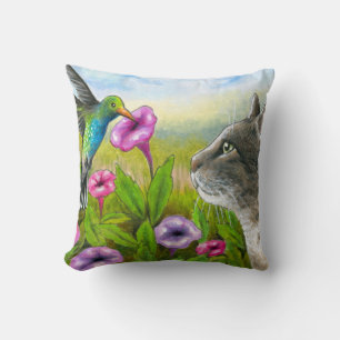 Cojín Decorativo Gato con Hummingbird 591
