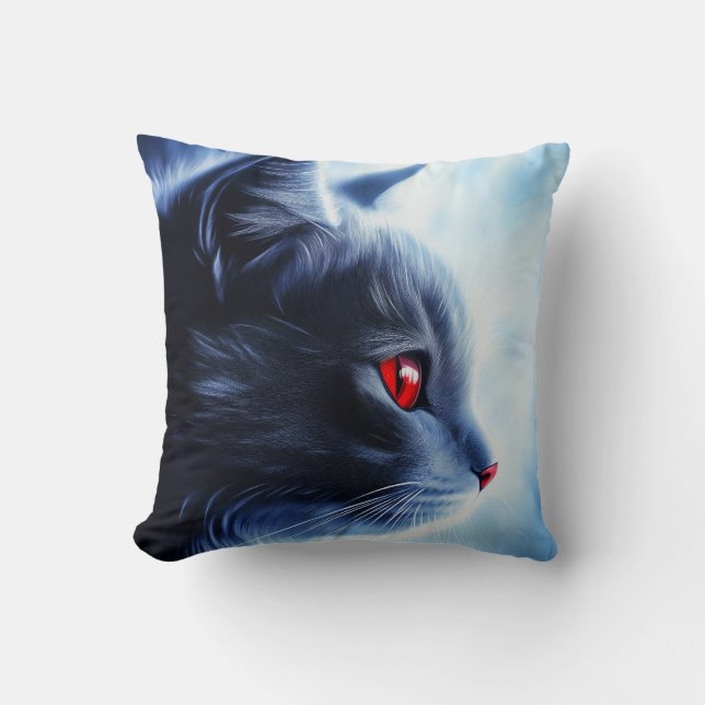 Cojín Decorativo Gato con ojos rojos (Anverso)