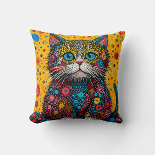 Cojín Decorativo Gato con Patrones y Detalles Vibrantes