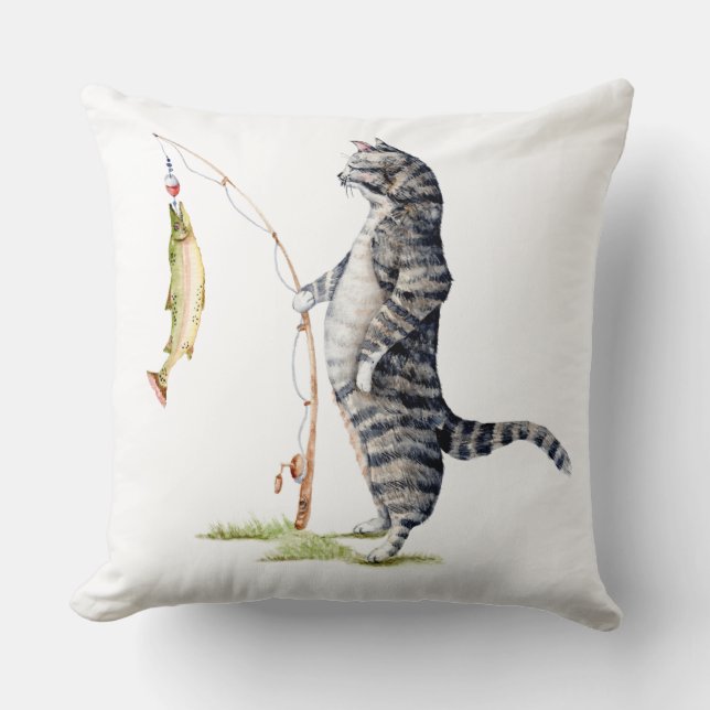Cojín Decorativo Gato con pez (Anverso)