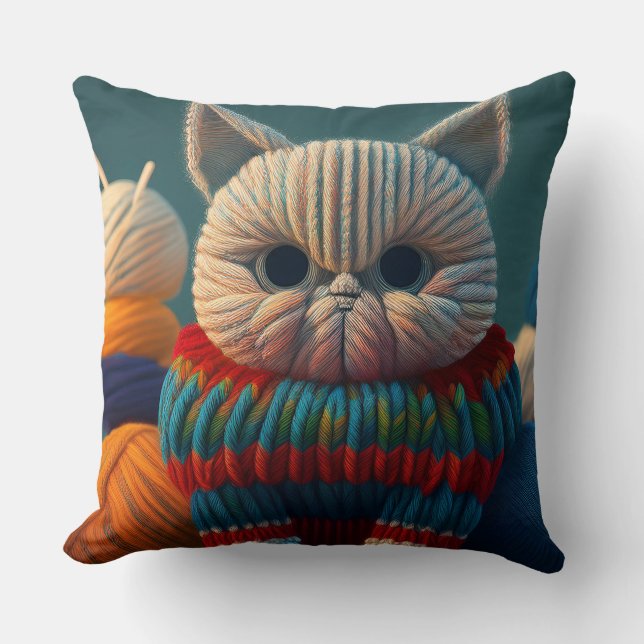 Cojín Decorativo Gato Con Una Actitud "A" Capital (Anverso)