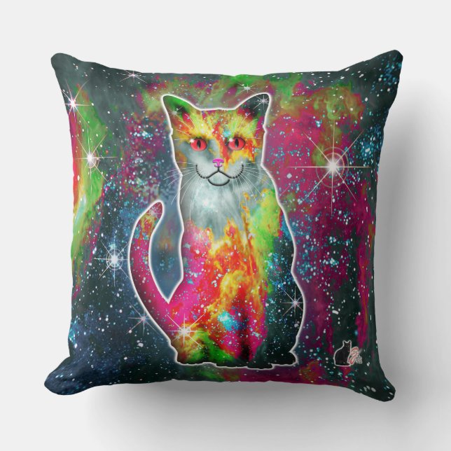 Cojín Decorativo Gato Cósmico Omega (Anverso)