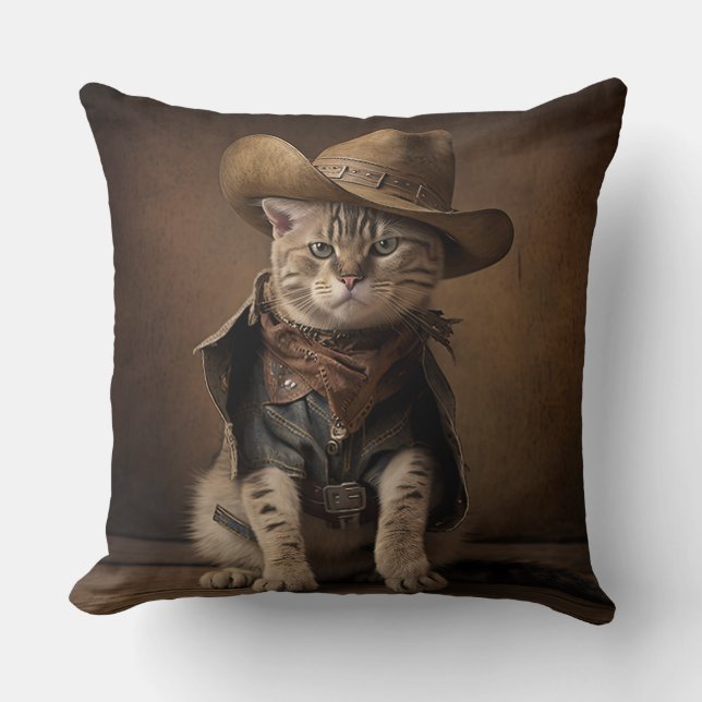 Cojín decorativo Gato Cowboy (Anverso)