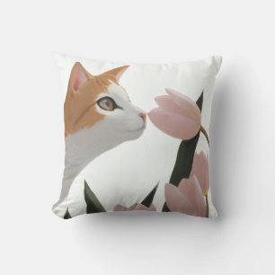 Cojín Decorativo Gato Curioso Floral de Primavera