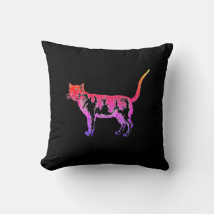 Cojín Decorativo Gato de arte pop neón retro