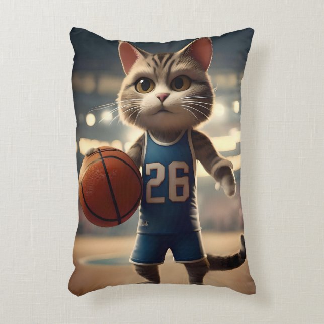 Cojín Decorativo Gato de baloncesto, (Frente (Vertical))