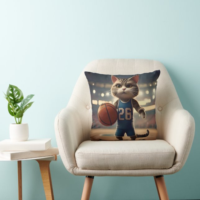 Cojín Decorativo Gato de baloncesto, (Silla)