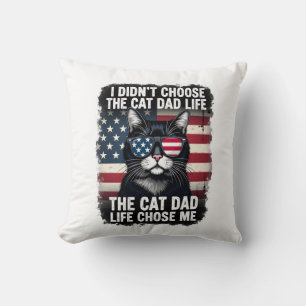 Cojín Decorativo Gato de bandera americana vintage Día del padre ga