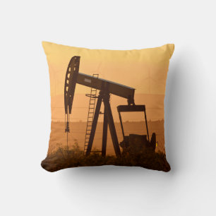 Cojín Decorativo Gato de Bombeo Extrayendo Petróleo en West Texas, 