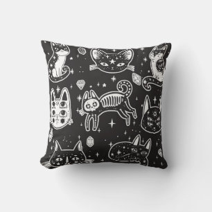 Cojín Decorativo Gato de bruja: Ilustracion aislado de época