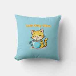 Cojín Decorativo **Gato de café adorable – Gato adorable bebiendo c
