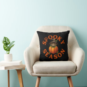 Cojín Decorativo Gato de calabaza de temporada espeluznante