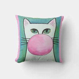 Cojín Decorativo Gato de chicle en arte azul