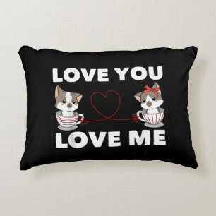 Cojín Decorativo Gato de corazón lindo amor Romántico Pareja Gati