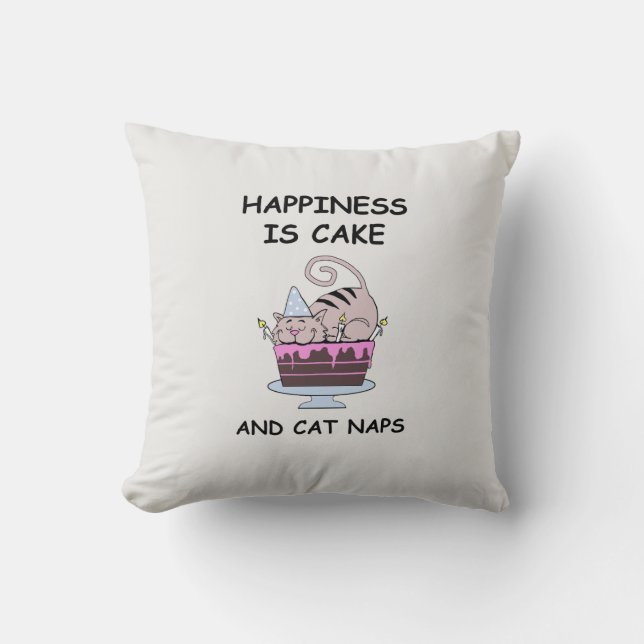 Cojín Decorativo Gato de cumpleaños caprichoso (Anverso)