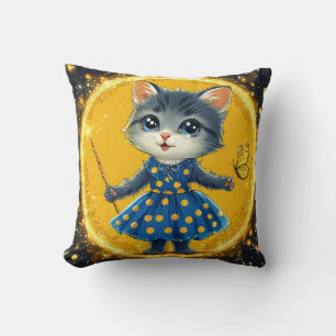 Cojín Decorativo Gato de dibujos animados lindo