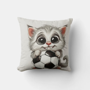 Cojín Decorativo Gato de dibujos animados lindo sosteniendo balón d