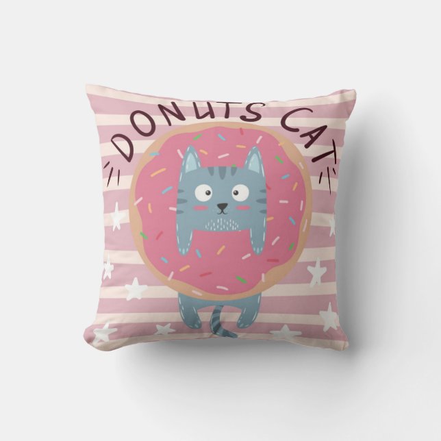 Cojín Decorativo Gato de Donuts (Anverso)