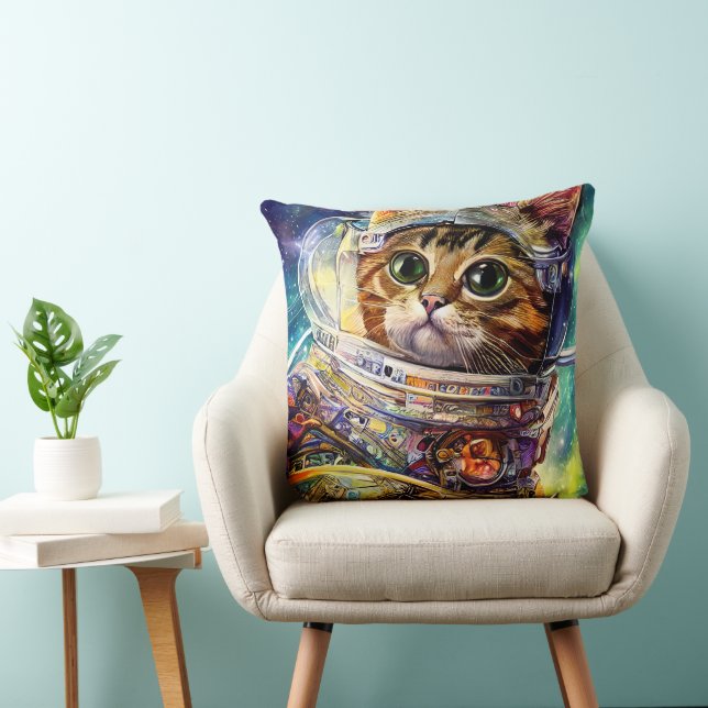 Cojín Decorativo Gato de espacio futurista (Silla)