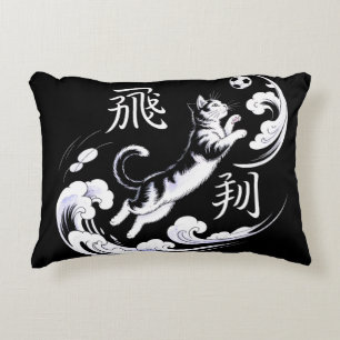 Cojín Decorativo Gato de fútbol elegante Ukiyo-e para decoración ja