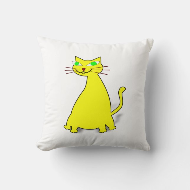 Cojín Decorativo Gato de grasa amarillo (Anverso)