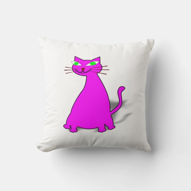 Cojín Decorativo Gato de grasa rosa (Anverso)
