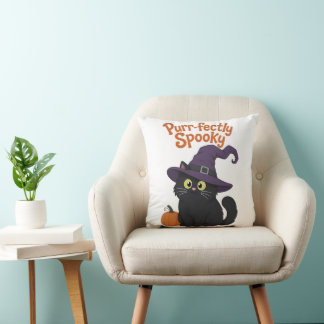 Cojín Decorativo Gato de Halloween espeluznante perfectamente
