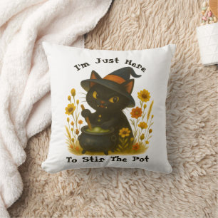 Cojín Decorativo Gato de Halloween - Estoy aquí para remover la oll