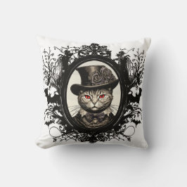 Cojín Decorativo Gato de Halloween, gato de vampiro, colmillos de d