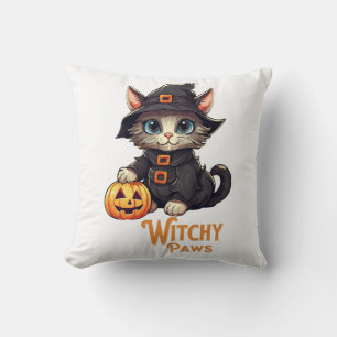 Cojín Decorativo Gato de Halloween Patas Brujas