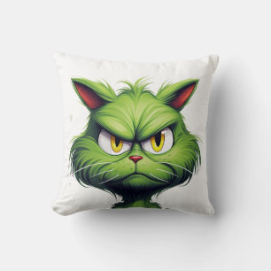 Cojín Decorativo Gato de ira verde