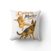 Gato de Karate Divertido Pateando Pastor Alemán