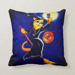 Cojín Decorativo Gato de la bruja de la noche