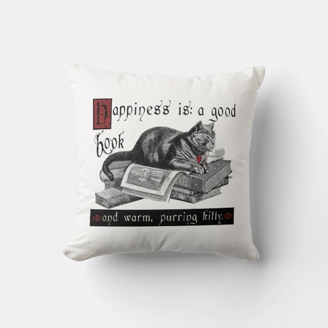 Cojín Decorativo Gato de la felicidad/almohada del gatito (Anverso)